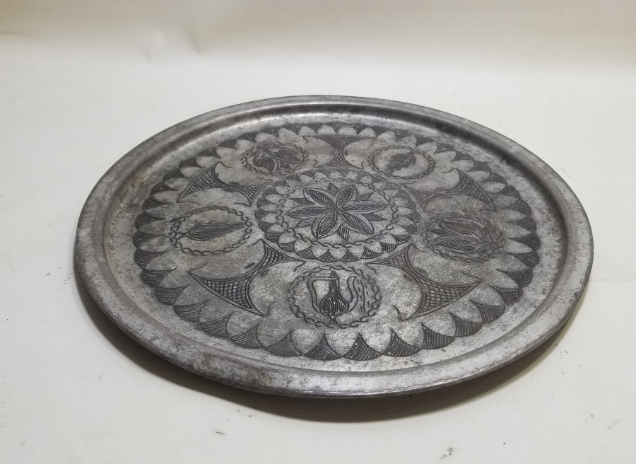 OSMANLI DÖNEMİ ÜZERİ İŞLEMELİ BAKIR AĞIR YAPILI KAHVE TEPSİSİ