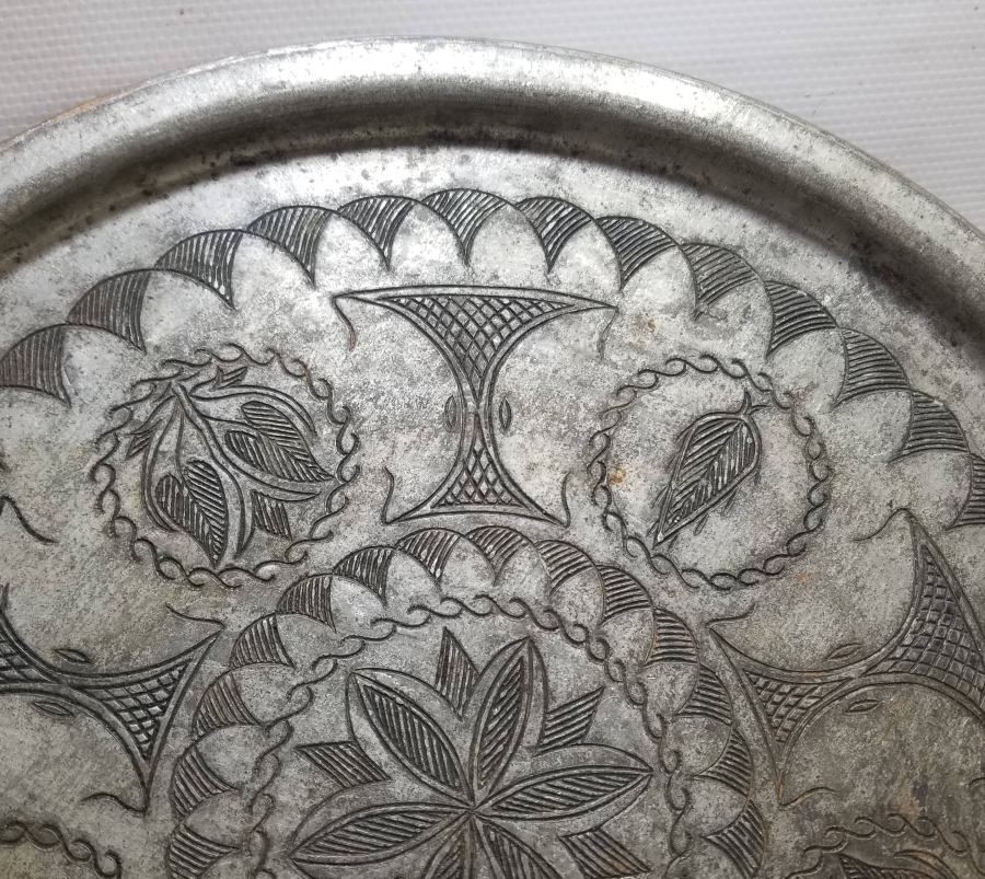 OSMANLI DÖNEMİ ÜZERİ İŞLEMELİ BAKIR AĞIR YAPILI KAHVE TEPSİSİ