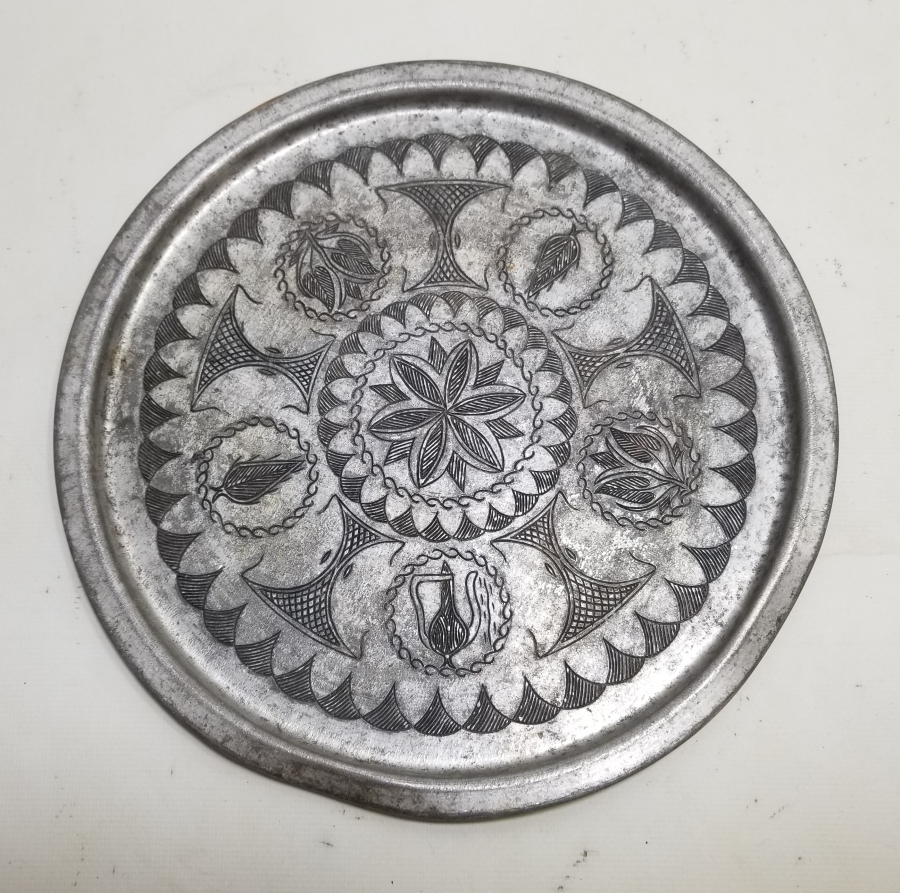 OSMANLI DÖNEMİ ÜZERİ İŞLEMELİ BAKIR AĞIR YAPILI KAHVE TEPSİSİ