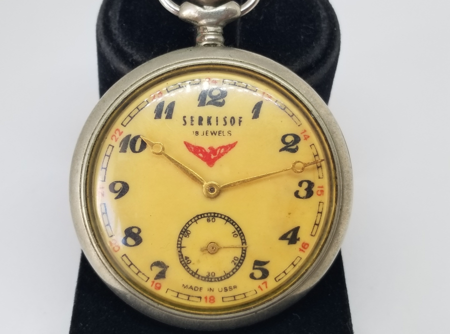 TEPEDEN KURMALI ANTİKA SERKISOF MARKA CEP SAATİ