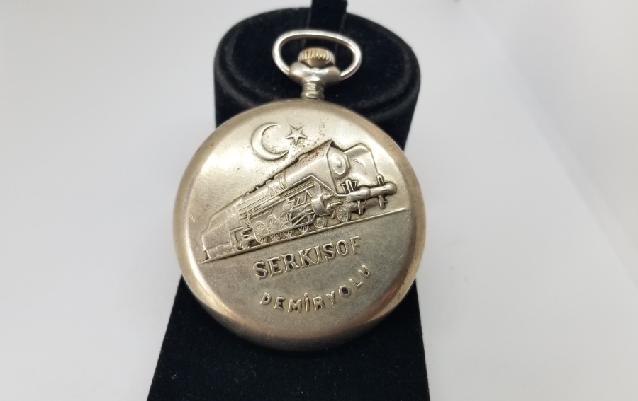 TEPEDEN KURMALI ANTİKA SERKISOF MARKA CEP SAATİ