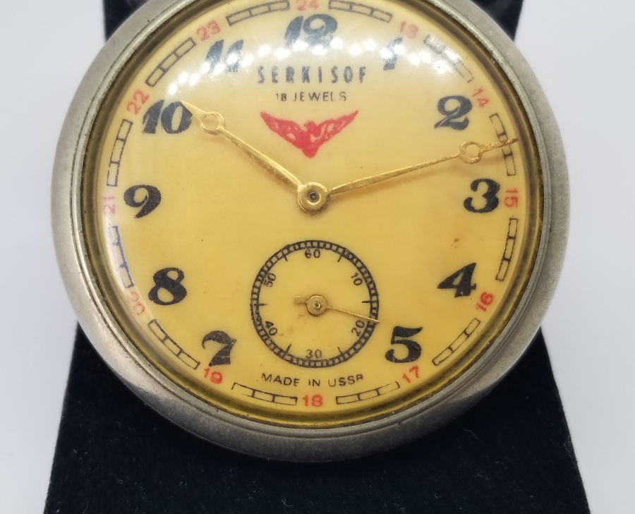 TEPEDEN KURMALI ANTİKA SERKISOF MARKA CEP SAATİ