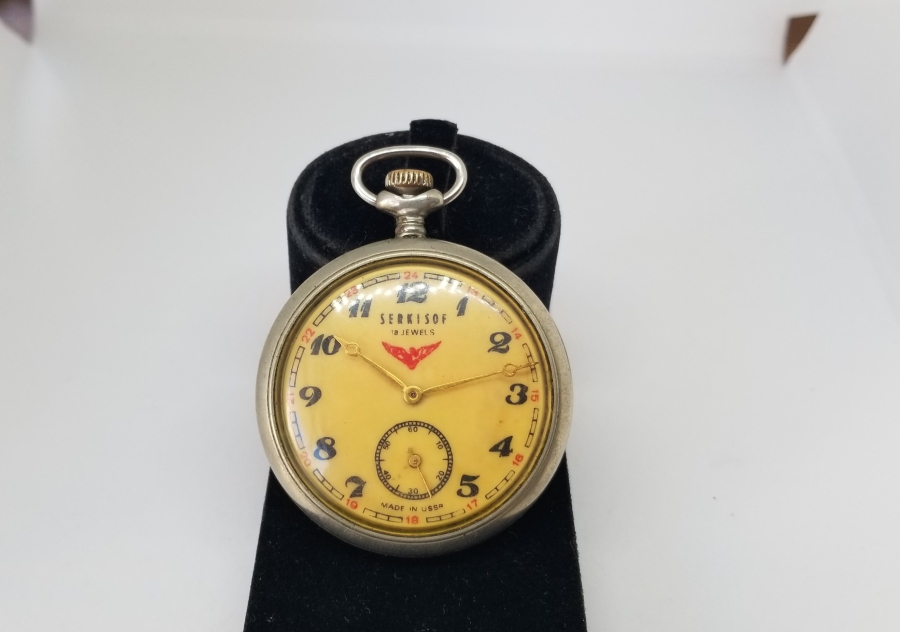 TEPEDEN KURMALI ANTİKA SERKISOF MARKA CEP SAATİ