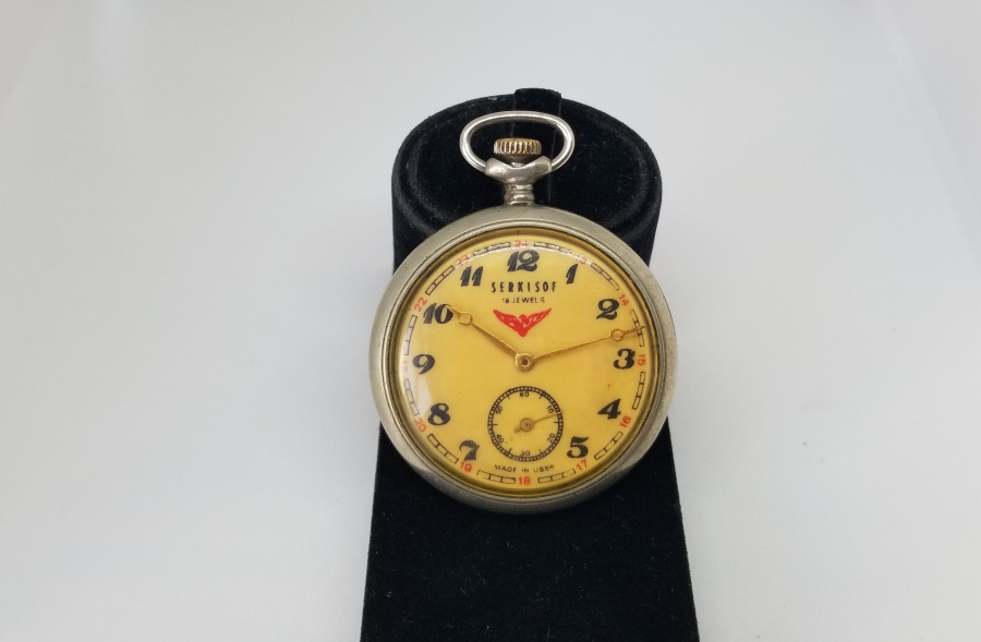 TEPEDEN KURMALI ANTİKA SERKISOF MARKA CEP SAATİ