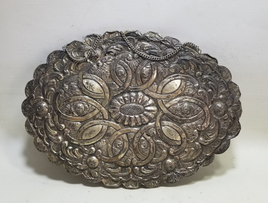 KABARTMA İŞÇİLİKLİ ANTİKA GÜMÜŞ AYNA PARÇASI