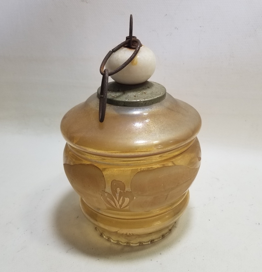 ÜZERİ PORSELEN BONCUKLU ANTİKA FRANSIZ LAMBA