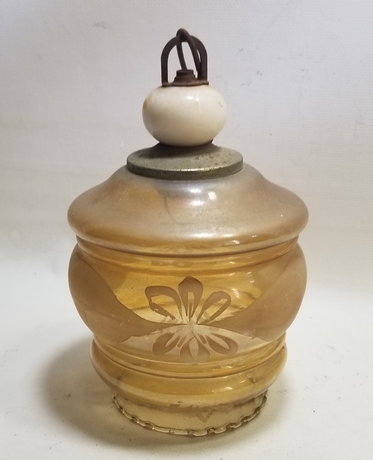 ÜZERİ PORSELEN BONCUKLU ANTİKA FRANSIZ LAMBA