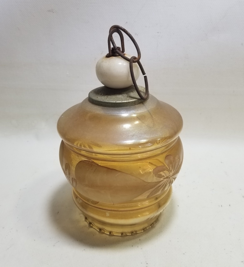 ÜZERİ PORSELEN BONCUKLU ANTİKA FRANSIZ LAMBA