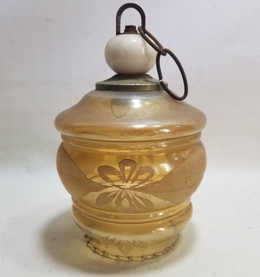 ÜZERİ PORSELEN BONCUKLU ANTİKA FRANSIZ LAMBA