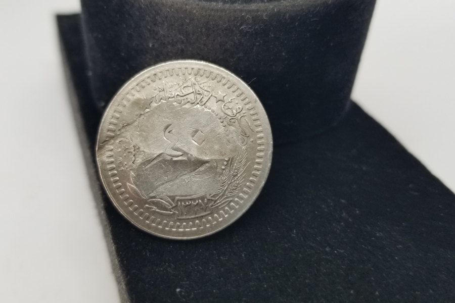 ÜZERİ OSMANLICA VE LATİN HARFLERİYLE RODOS KONTRMARKLI 20 PARA