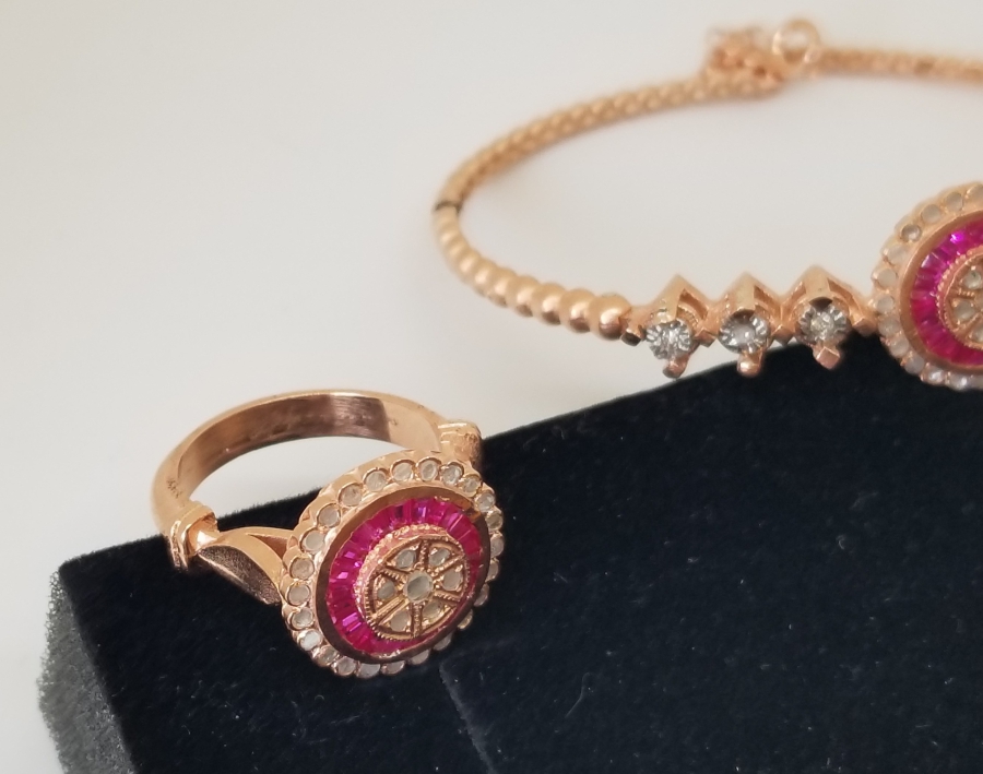 YAKUT TAŞLI ÖZEL YAPIM YÜZÜK BİLEKLİK TAKIMI