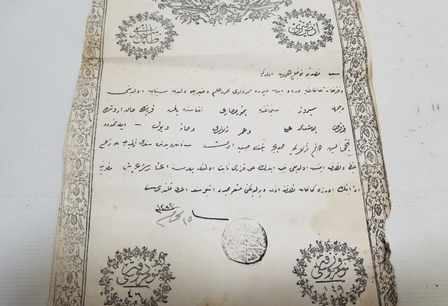 ABDÜLAZİZ HAN DÖNEMİ SARAYDAN VERİLMİŞ EL YAZMA NADİR SENEDİ HAKANİ