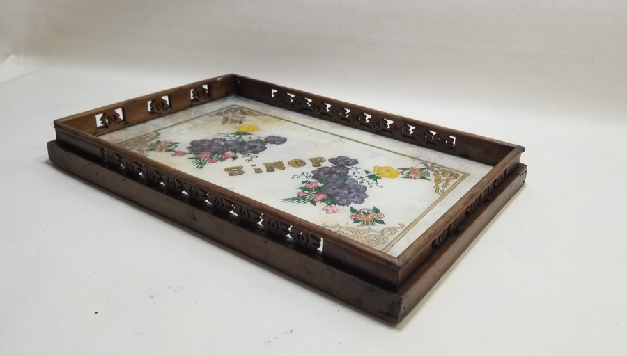 TAMAMI EL YAPIMI SİNOP İŞİ NADİR CAM ALTI AHŞAP TEPSİ