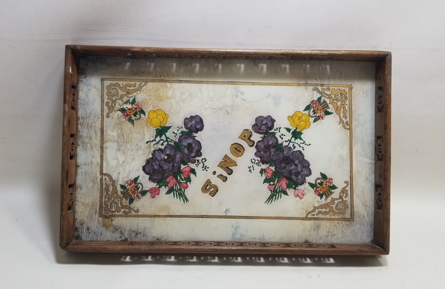 TAMAMI EL YAPIMI SİNOP İŞİ NADİR CAM ALTI AHŞAP TEPSİ