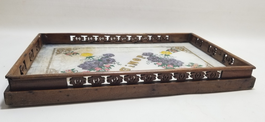 TAMAMI EL YAPIMI SİNOP İŞİ NADİR CAM ALTI AHŞAP TEPSİ