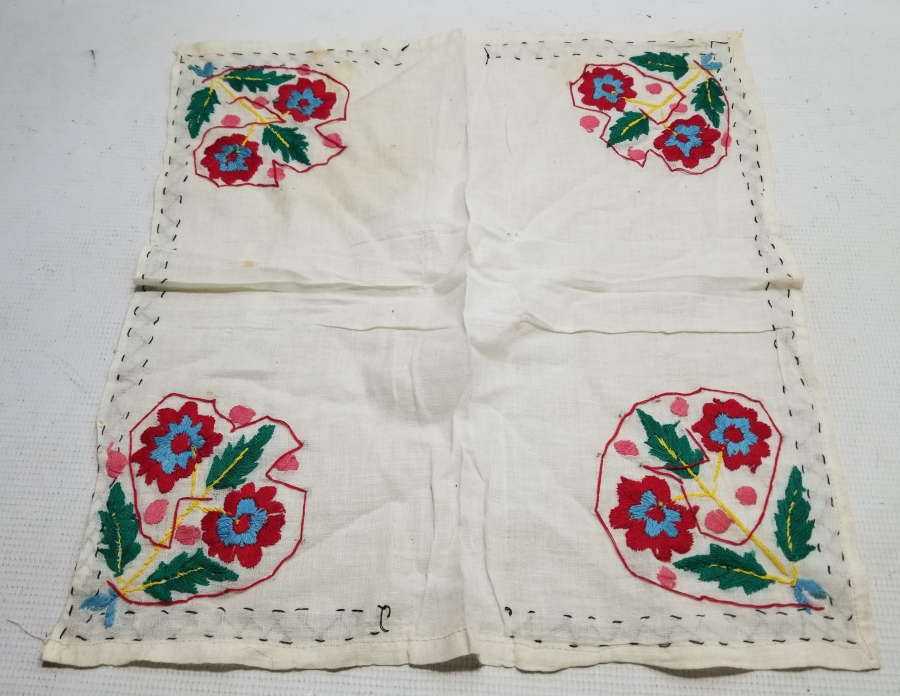 OSMANLI DÖNEMİ DÖRT KÖŞESİ İŞLİ SÖZ MENDİLİ - ÇEVRE