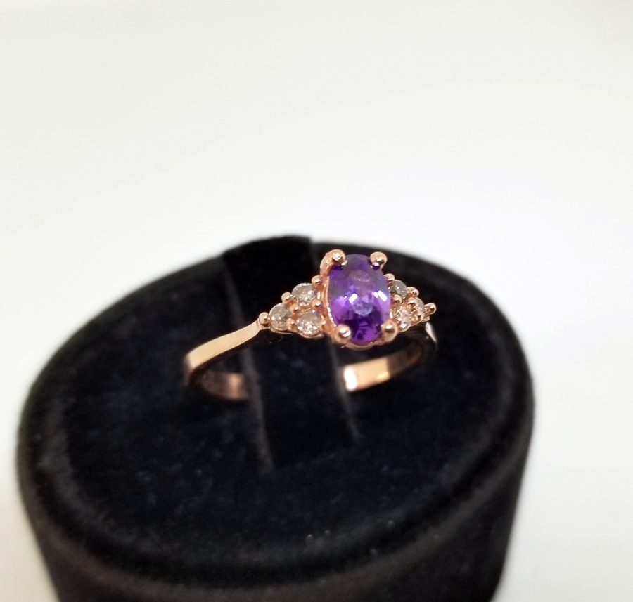 PIRLANTA VE AMETİST TAŞLI ÖZEL YAPIM YÜZÜK