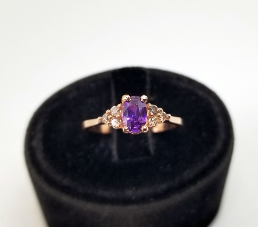 PIRLANTA VE AMETİST TAŞLI ÖZEL YAPIM YÜZÜK