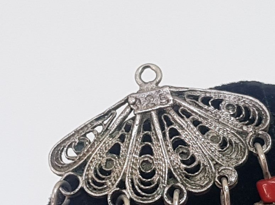 TELKARİ İŞÇİLİKLİ ANTİKA GÜMÜŞ KOLYE UCU