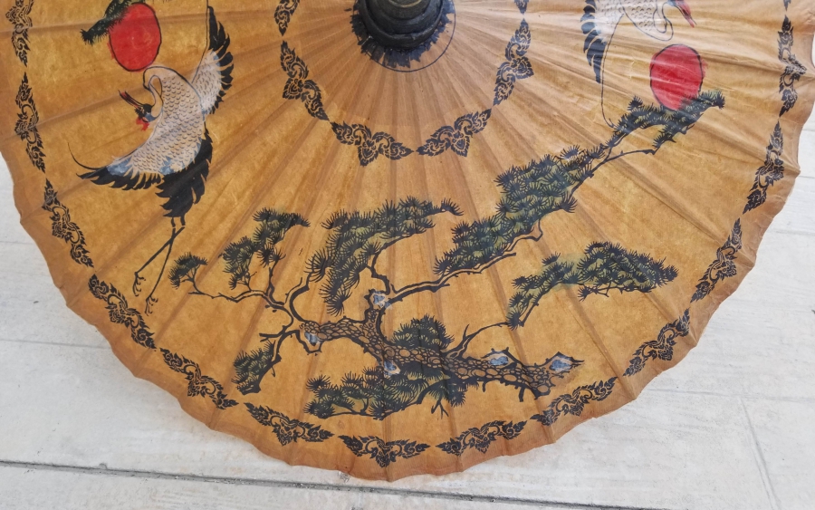 EL BOYAMA İŞÇİLİKLİ ANTİKA UZAKDOĞU ŞEMSİYE