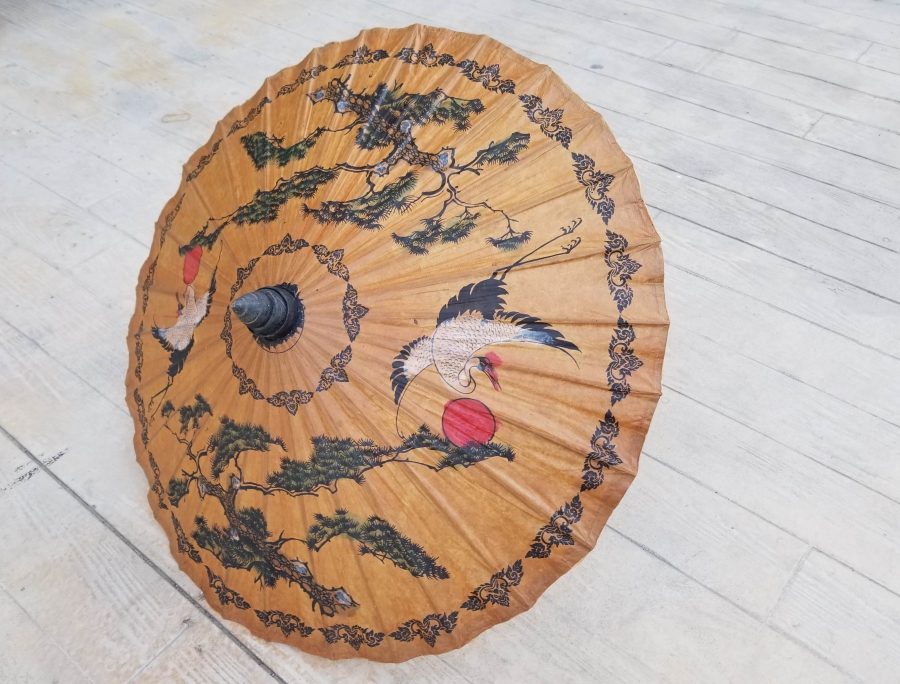 EL BOYAMA İŞÇİLİKLİ ANTİKA UZAKDOĞU ŞEMSİYE