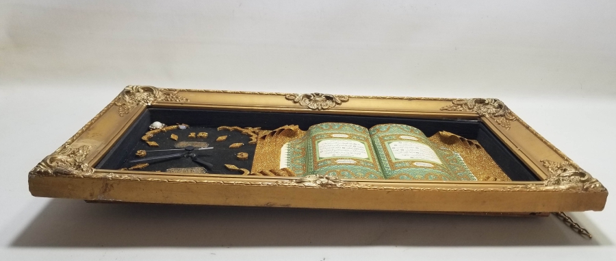 KUR'AN-I KERİM GÖRSELLİ AHŞAP KASA ANTİKA NOSTALJİK DUVAR SAATİ