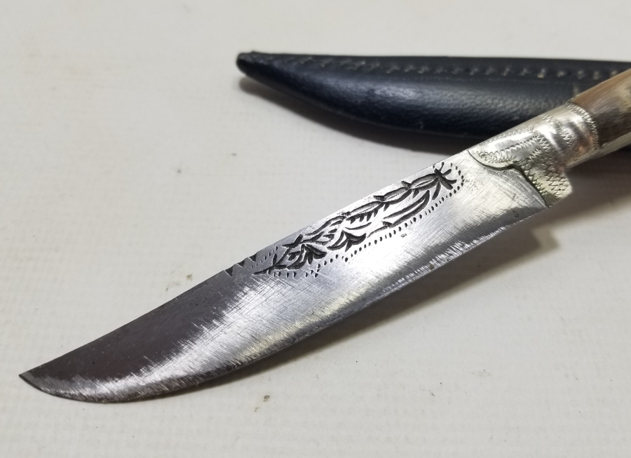 BABAKALE YAPIMI BOYNUZ SAPLI ANTİKA BIÇAK