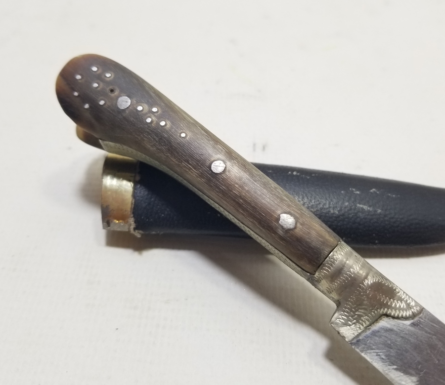 BABAKALE YAPIMI BOYNUZ SAPLI ANTİKA BIÇAK