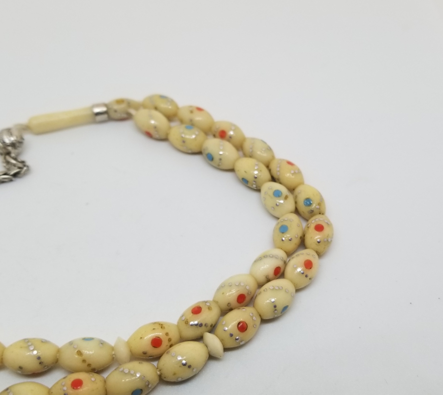 ÜZERİ GÜMÜŞ ÇAKMA İŞÇİLİKLİ ÖZEL YAPIM KEMİK TESPİH