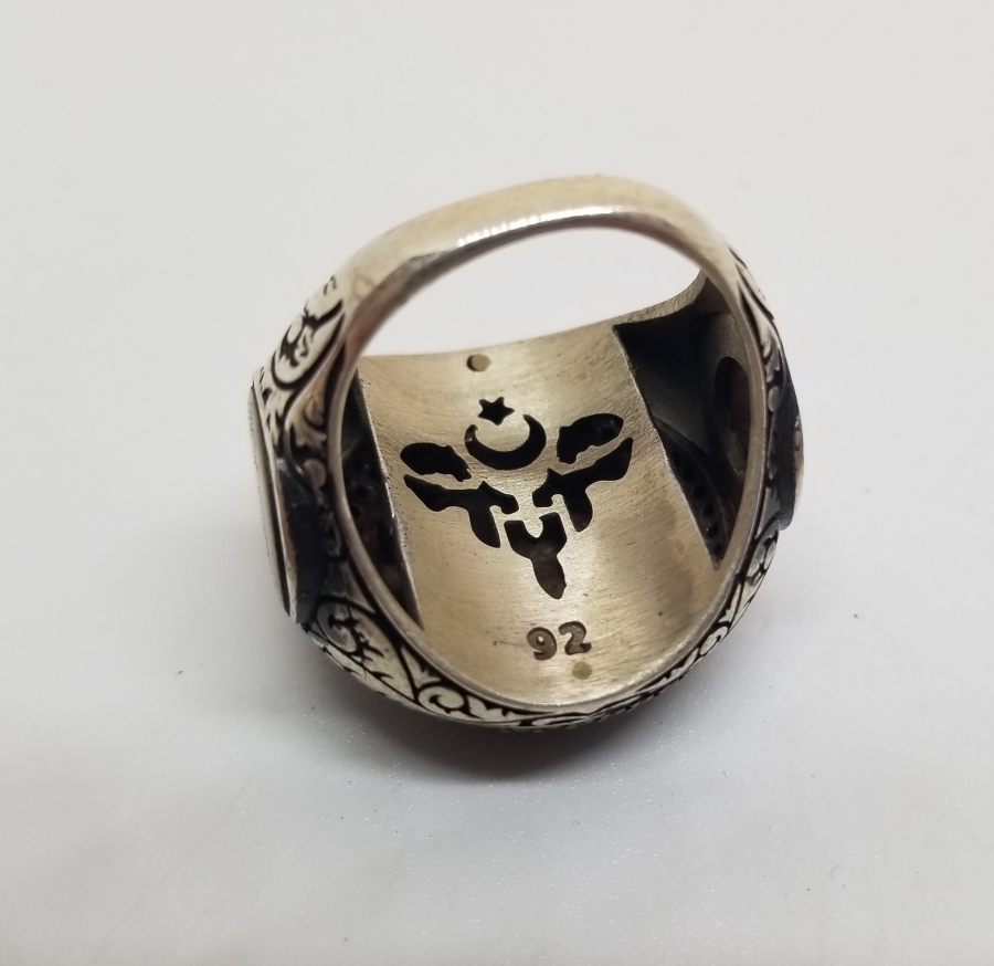 ÜZERİ NAZAR DUALI ÖZEL YAPIM GÜMÜŞ YÜZÜK