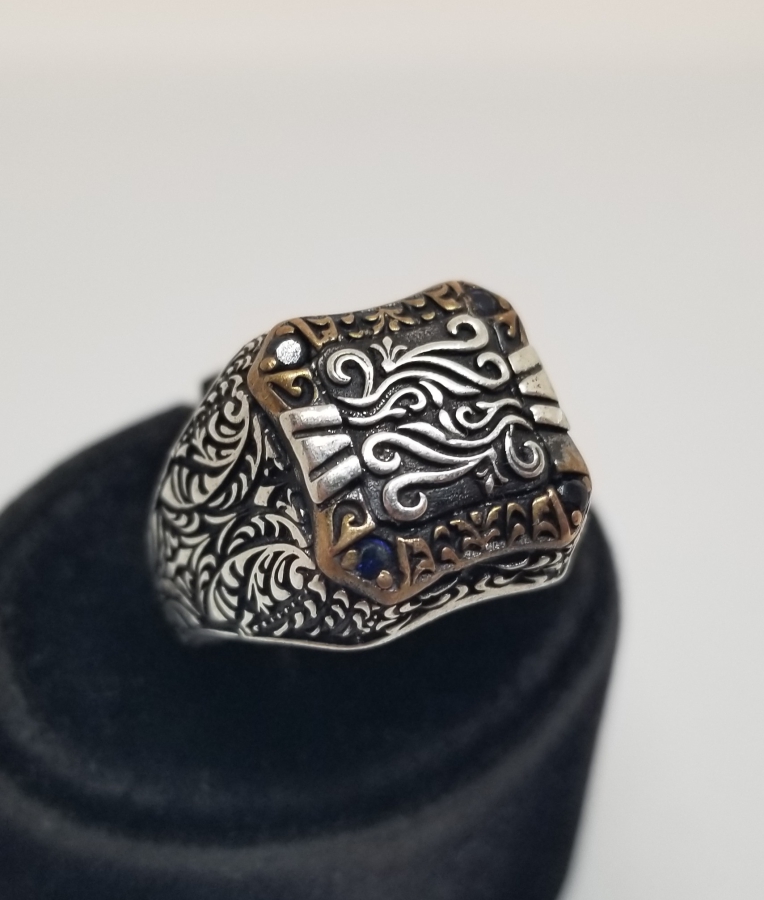 ÜZERİ KABARTMA İŞÇİLİKLİ ÖZEL YAPIM GÜMÜŞ YÜZÜK