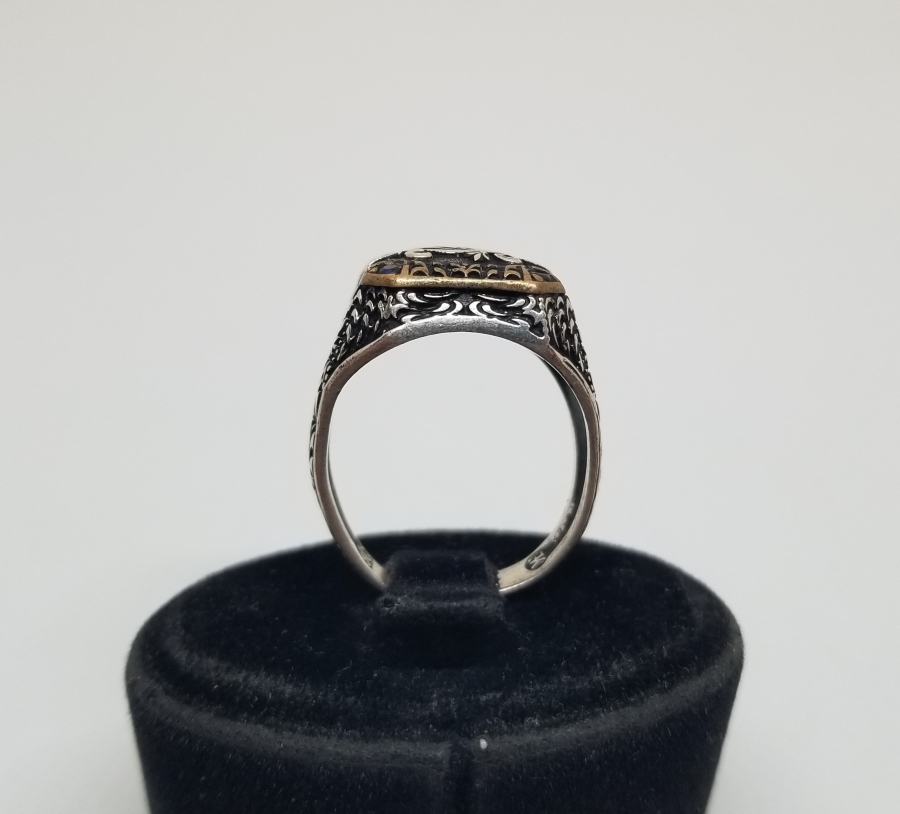 ÜZERİ KABARTMA İŞÇİLİKLİ ÖZEL YAPIM GÜMÜŞ YÜZÜK