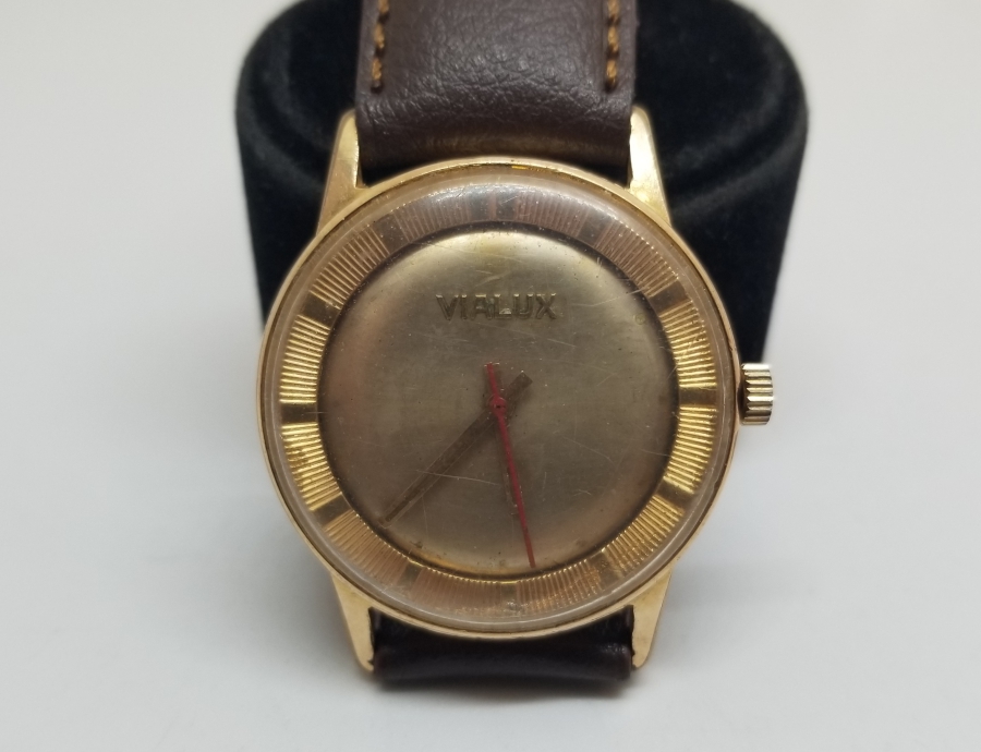 ÇALIŞIR DURUMDA ALTIN KAPLAMA VIALUX KURMALI KOL SAATİ