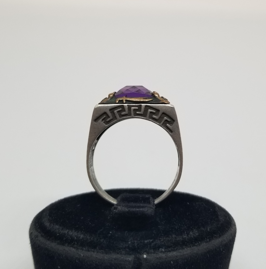 AMETİST TAŞLI VE ZÜLFİKAR FİGÜRLÜ GÜMÜŞ YÜZÜK