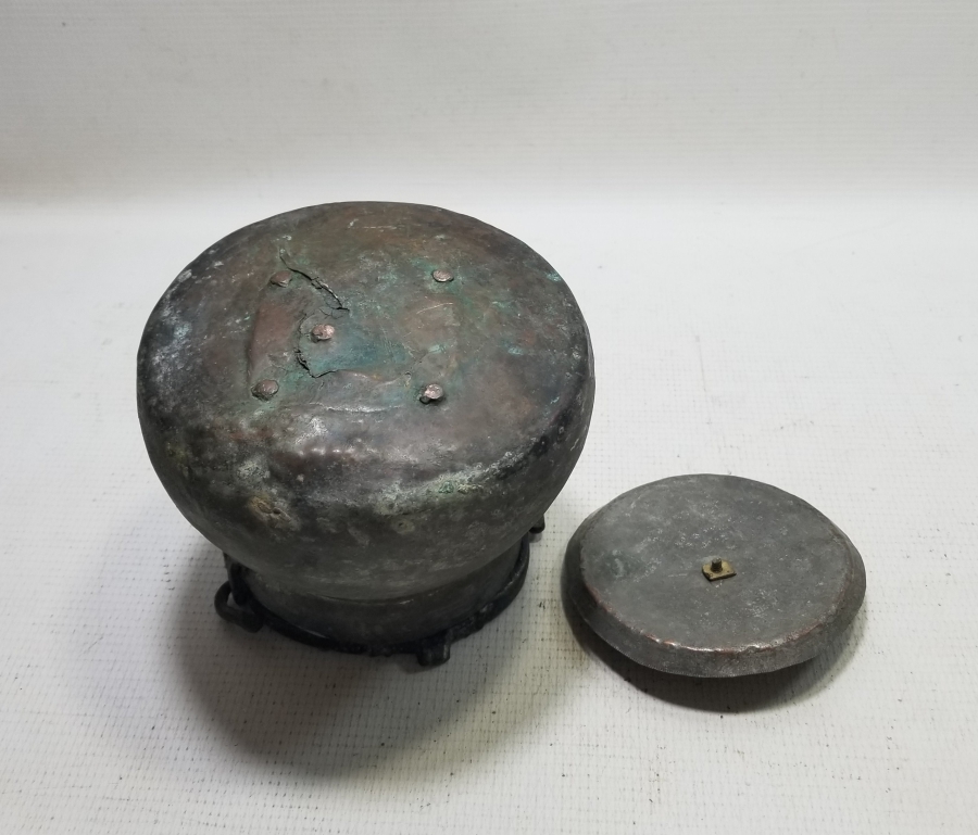 OSMANLI DÖNEMİ KAPAKLI BAKIR YOĞURT BAKRACI