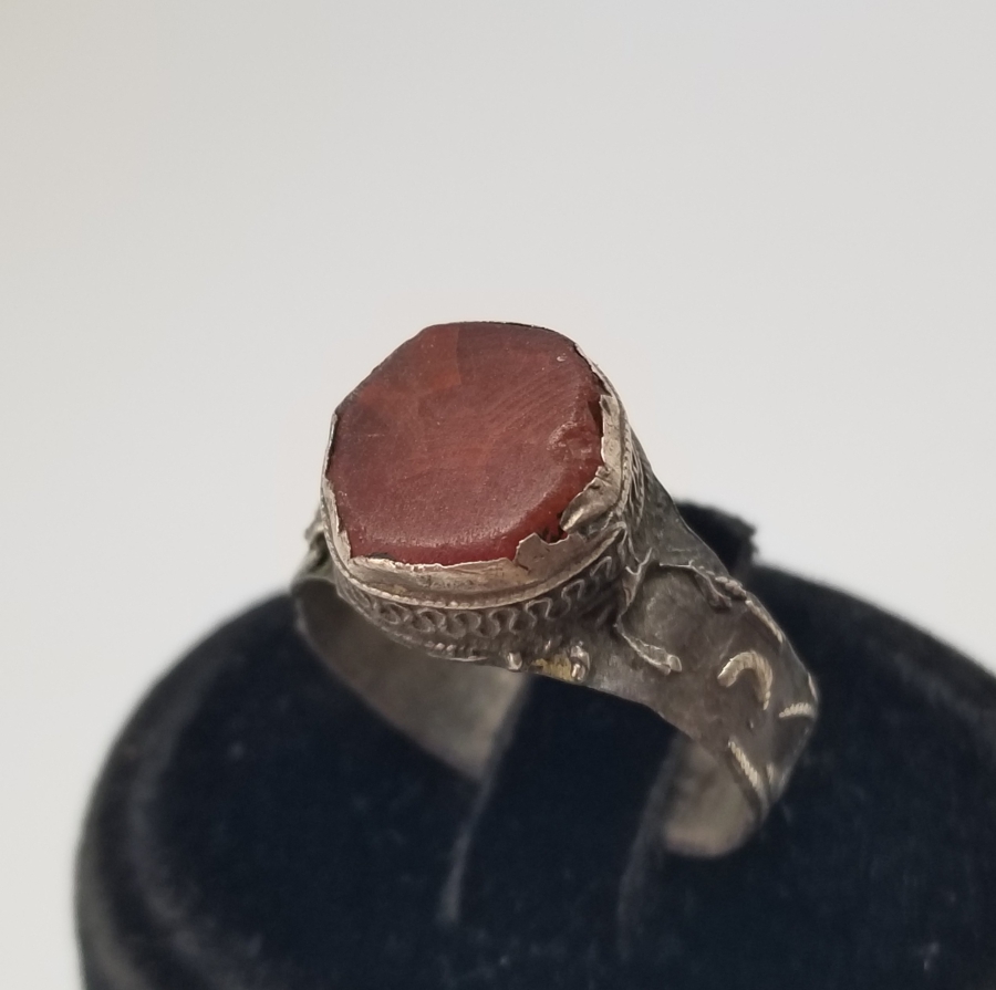 AKİK TAŞLI OSMANLI DÖNEMİ EL YAPIMI GÜMÜŞ YÜZÜK