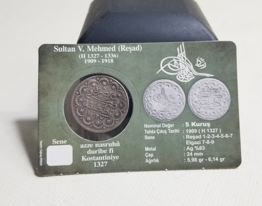 SULTAN MEHMET REŞAT HAN DÖNEMİ GÜMÜŞ 5 KURUŞ MECİDİYE