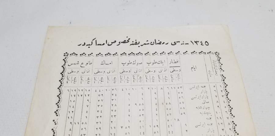 CUMHURİYET BAŞLARI OSMANLICA İMSAKİYE