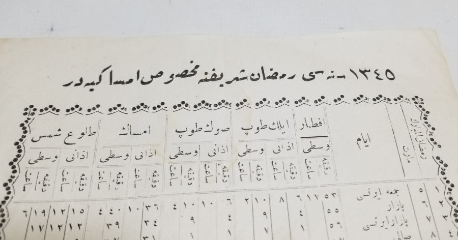 CUMHURİYET BAŞLARI OSMANLICA İMSAKİYE