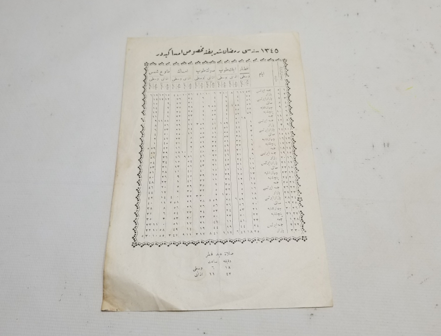 CUMHURİYET BAŞLARI OSMANLICA İMSAKİYE