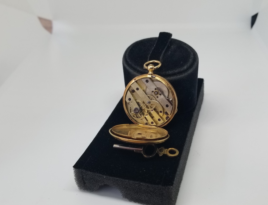 OSMANLI DÖNEMİ MİNE İŞÇİLİKLİ ELMASLI ALTIN CEP SAATİ