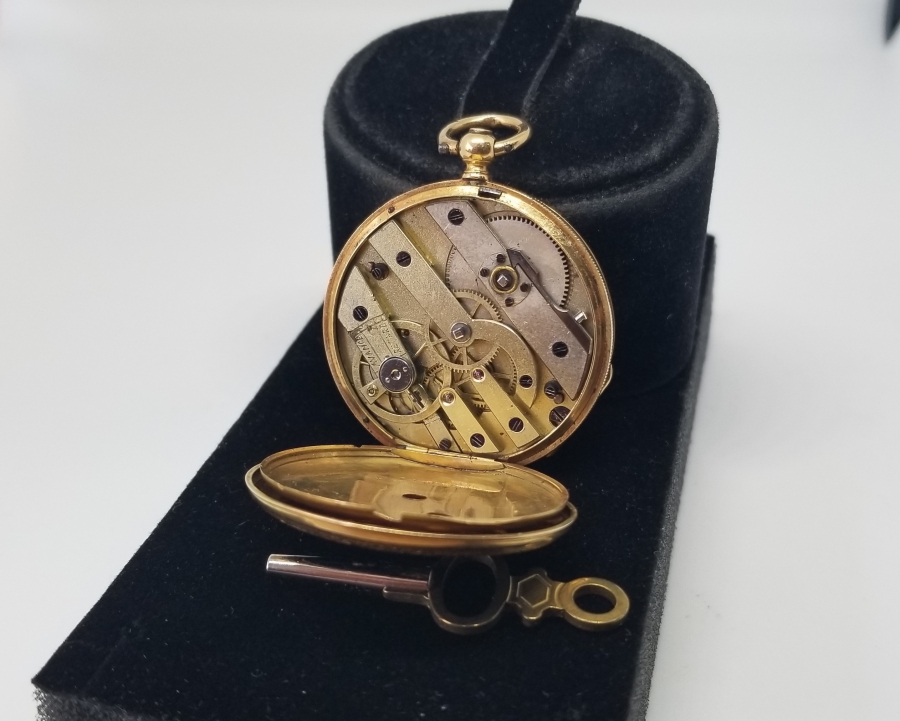 OSMANLI DÖNEMİ MİNE İŞÇİLİKLİ ELMASLI ALTIN CEP SAATİ