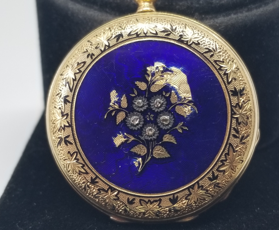 OSMANLI DÖNEMİ MİNE İŞÇİLİKLİ ELMASLI ALTIN CEP SAATİ