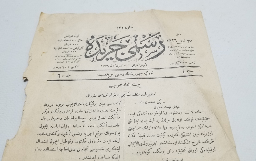 TÜRKİYE CUMHURİYETİNİN İLK RESMİ GAZETESİ - CERİDE-İ RESMİYYE GAZETESİ