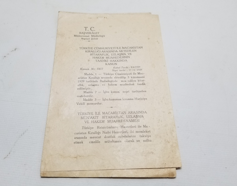 1929 TARİHLİ RESMİ GAZETE