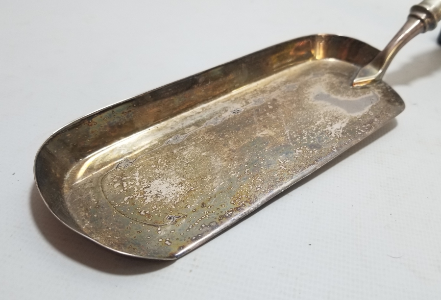 GEYİK BOYNUZU SAPLI GÜMÜŞ KAPLAMA ANTİKA SOFRA - MASA FARAŞI