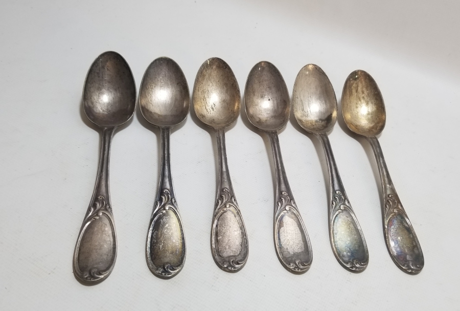 KABARTMA İŞÇİLİKLİ GÜMÜŞ KAPLAMA ANTİKA FRANSIZ KAŞIK TAKIMI