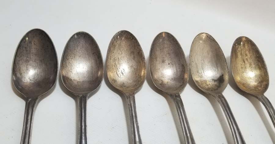 KABARTMA İŞÇİLİKLİ GÜMÜŞ KAPLAMA ANTİKA FRANSIZ KAŞIK TAKIMI