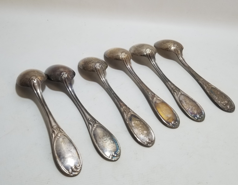 KABARTMA İŞÇİLİKLİ GÜMÜŞ KAPLAMA ANTİKA FRANSIZ KAŞIK TAKIMI