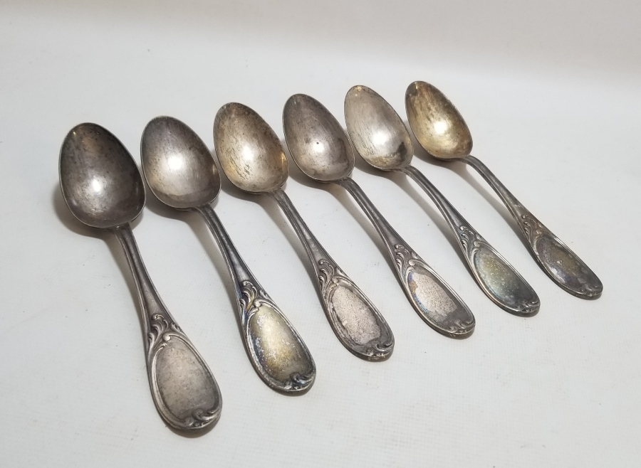 KABARTMA İŞÇİLİKLİ GÜMÜŞ KAPLAMA ANTİKA FRANSIZ KAŞIK TAKIMI